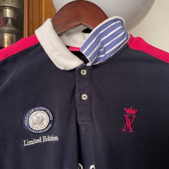 Polo shirt top XS Vicomte A long sleeves Collection Saint Tropez blue - Picture 7 of 7